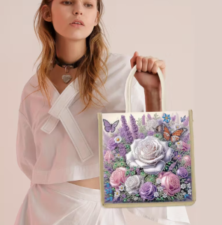 Preview: Diamond Painting Handtasche Rosen & Schmetterlinge